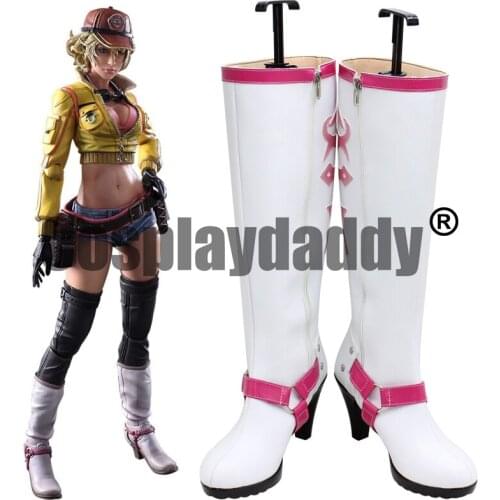 Final Fantasy FF15 Cindy White Long Cosplay Shoes Boots X002