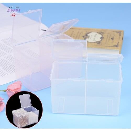 Nail Art Plastic Clear Organizer Container Gel Polish Remover Cleaning Cotton Pad Swab Box Storage Case Accessories Tool 12cm