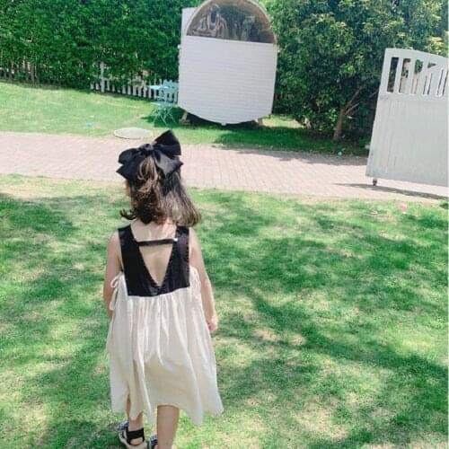 Girls' Dress Color Matching Backless Dress Princess Dress 21 Summer New Childrens Clothing