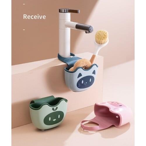 Sink of cartoon and lovely kitchenware hangs basket to drop water small plastic receives place content rack J05