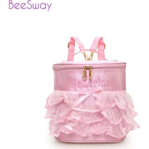 Pink Bag For Girls Toddler Cute Ribbon Embroidery Bags For Ballet Kds Children Backpack Waterproof Canvas