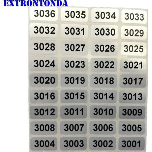 1000 Silver Consecutive Number Labels 3001 to 4000 Inventory Stickers Waterproof 20x10mm Small Size