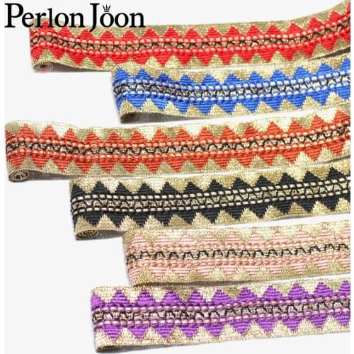 6cm width colorful braid gold thread polyester woven jacquard ribbon for bag clothing dress apparel decorative accessories ZD0