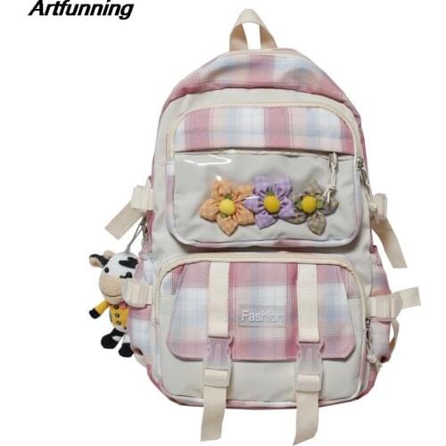 Artfunning Plaid School Bags for Girls Boys teenager travel Backpack Kids schoolbag Children backpack Kids Satchel mochila