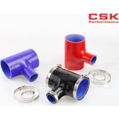 2.75" To 2.75" Silicone Hose 70mm To 70mm T Shape Tube Pipe for 35mm ID BOV 3+Clamps