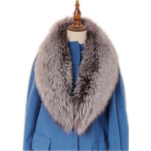 100cm Real Fox Fur Collar Black Fur Scarf Natural Raccoon Silver Fox Fur Scarves Women Winter Warm Thick Long Genuine Fur Scarf