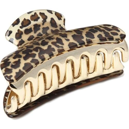 Large Medium Small Sizes Leopard Plastic Hair Claw Light & Dark Coffee Color Women Headwear Hair Accessories