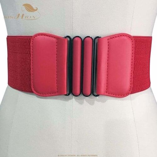 Womens Stretchy Elastic Wide Corset Belt Cincher Waistband VB0059 Black White Red Waist Belt for Women 69-96cm