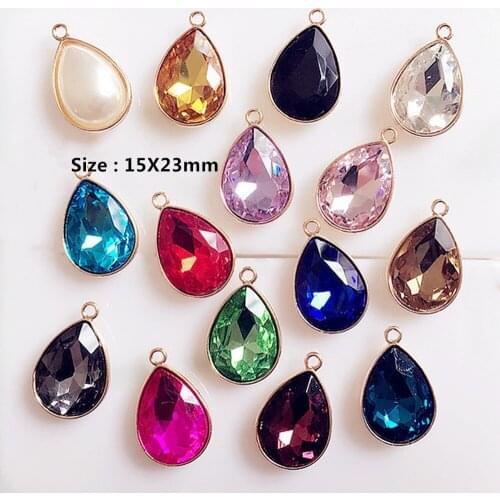 10pcs/lot Colorful Water Drop Crystal Rhinestone Charms Diy Jewelry Making Bracelet Necklace Earrings Headdress Pendant Findings