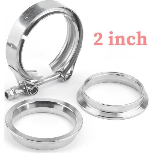 2" Inch V-Band Flange Clamp Stainless Steel Male Female Kit Exhaust Downpipe Turbo Flange