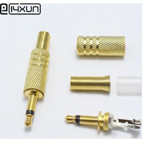 2pcs gold plated 3.5mm plug 3.5mm 2 Pole Audio Connector 3.5 Audio jack Plugs Mono Headset Single Track Headphone