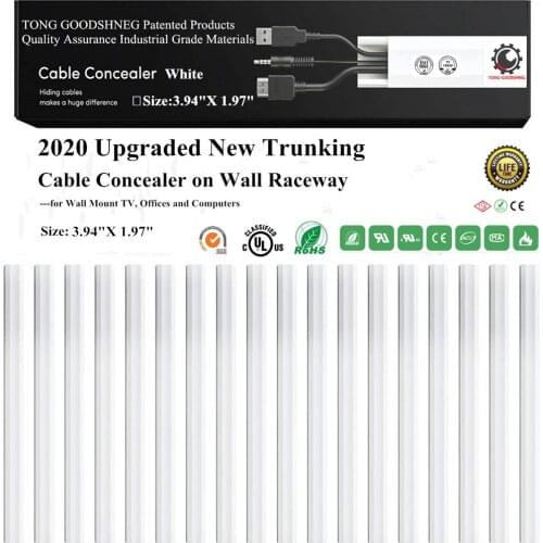 3.94"X1.97" New Trunking Flame-Retardant Cable Concealer Management On Wall Cord Hider Raceway Channels to Hide Conceal Cables