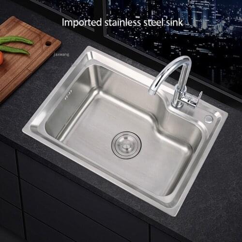 304 Stainless Steel Restaurant Kitchen Sink Home Improvement Single Tank Above Counter Basin Dishwasher with Drain Accessories