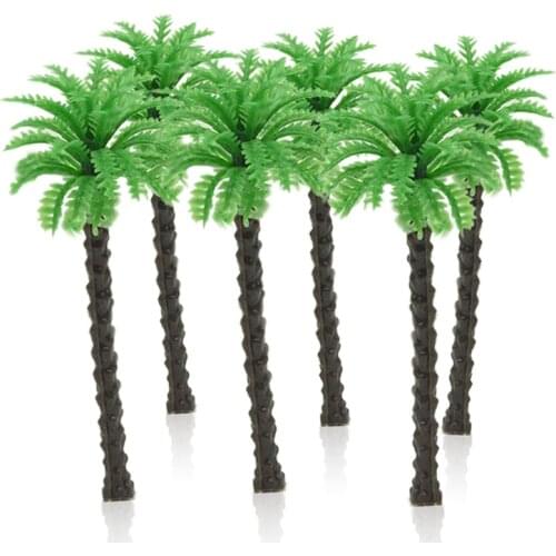 50pcs 35/40/45/55/70mm height model green palm trees toys miniature architecture sceshore color plants for diorama beach scenery