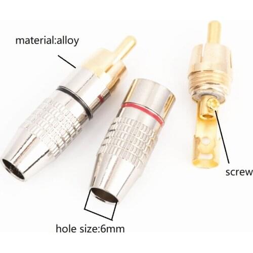 50pcs Golden Plated RCA Plug Audio Male Connector