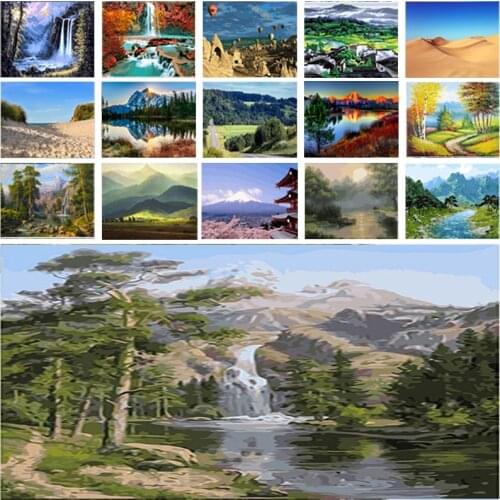 Diamond Embroidery Natural Scenery 5D DIY Diamond Painting Landscape Mountain Waterfall River Full Square/Round Drill Wall Art