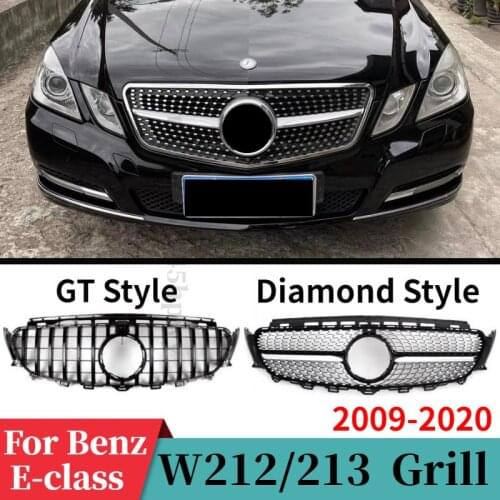 GT Diamond Grilles For Mercedez Benz E class Front Mesh Grill W213 W212 E180 E200 E300 E260 E320 E350 E400 With Camera Hole