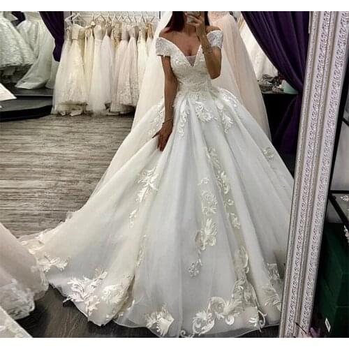 Ball Gown Appliques Wedding Dresses for Bride Off Shoulder Bridal Gowns vestido de noiva robe de soirée de mariage