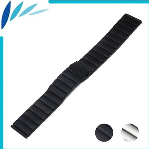 Stainless Steel Watch Band 22mm for Moto 360 2 46mm 2015 Folding Clasp Strap Loop Wrist Belt Bracelet Black Silver + Spring Bar