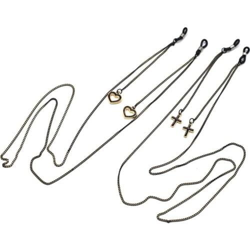 Fashion Pendant Glasses Chains Cross Heart Eyeglasses Sunglasses Spectacles Metal Chain Holder Cord Lanyard Necklace New