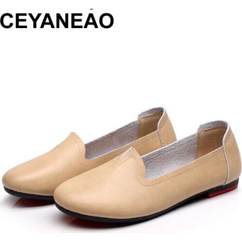 CEYANEAO 2019 fashionable art shoes handmade on a flat sole with a soft sole, grandmothers shoes womens shoes loafers