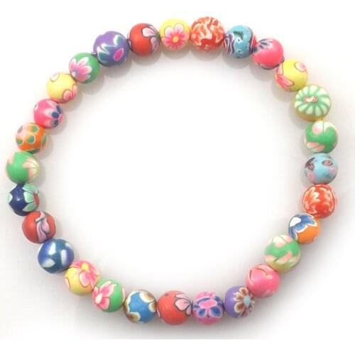 Kids Bracelet 6mm Polymer Clay Bracelets For School Children 20pcs/lot Wholesale