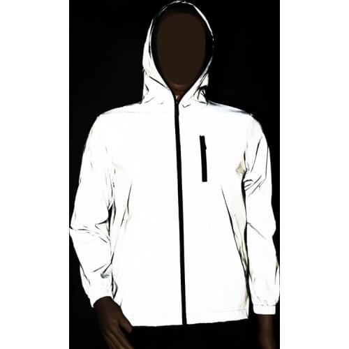 Running Cycling Reflective Windbreaker Men Spring Autumn Full Waterproof Jacket Mens Streetwear Night Shiny Jackets