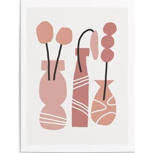 Home Decoration Wall Artwork Earth Tone Canvas Tones Painting Neutral Print Posters Flower Vase Modular Plant Picture Bedroom