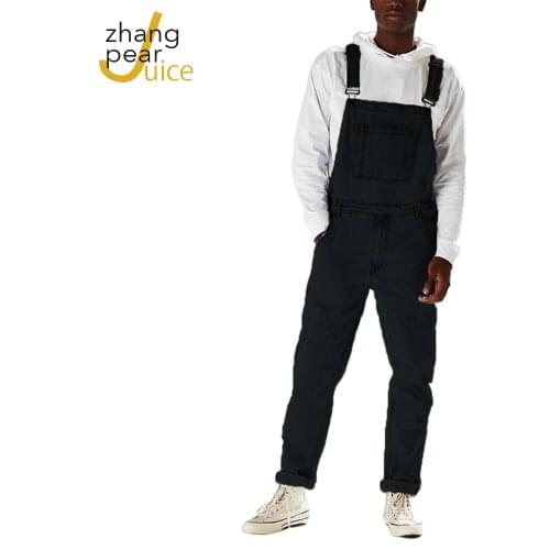 Black Denim Overalls Mens Pants Old School Easy Trousers Men Casual Cotton Jeans Pants Trousers Pantalons Streetwear