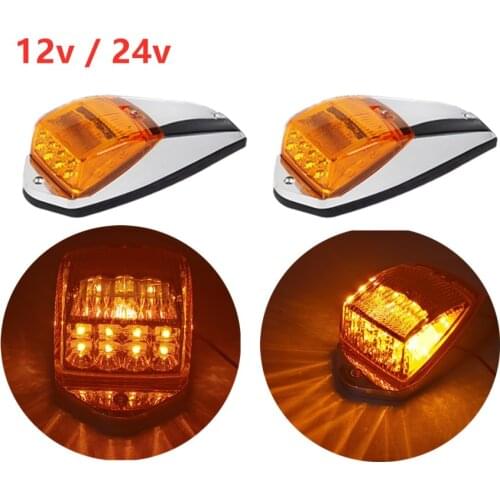 2pcs 17LED Amber 12v Pickup truck 24v Truck Semi-trailer doom lamp Cab Marker clearance Lights Truck Top Light trailer tractor