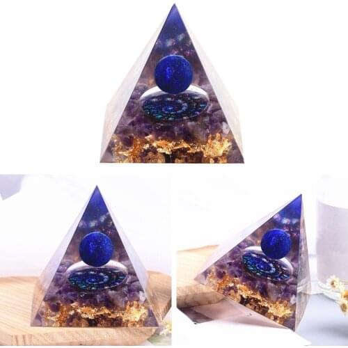 Crystal Decorative Pyramid Energy Good Luck Balancing Astrology Amethyst Gemstone Desktop Shelf Decorations 60x60mm