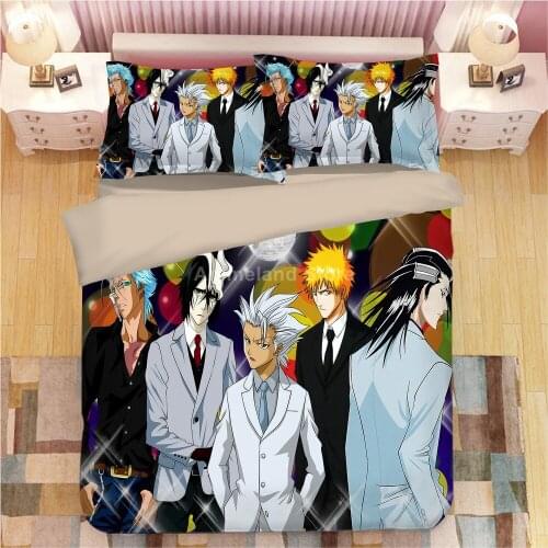 Anime Bleach Bedding Set Kids 3D Print Comforter Duvet Cover Sets Bedroom Luxury Cartoon Children Queen Single King Size Gift
