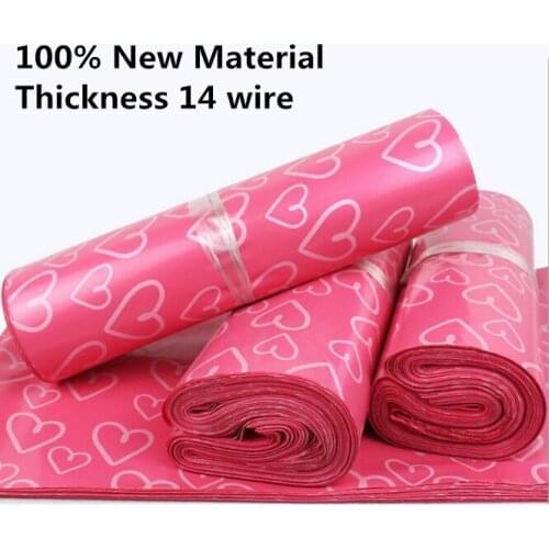 Lovely Pink Heart Shape Packaging Bag Thickness Self-adhesive Mailing Post Bag Express Bag