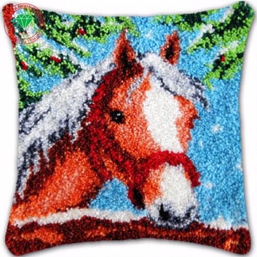 Horse Cross-stitch carpet cushion Patchwork Pillowcase no inner diy pillowcase embroidery thread Latch hook rug kits Felt Craft