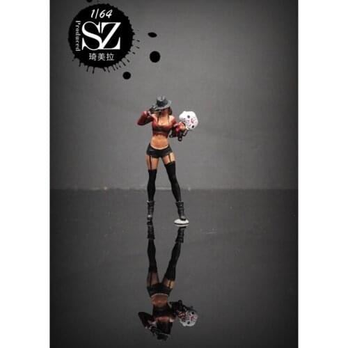 1/64 Resin Die Casting Doll Model Female Killer Car Model Doll Decoration Scene Arrangement Collection Decorative Toys