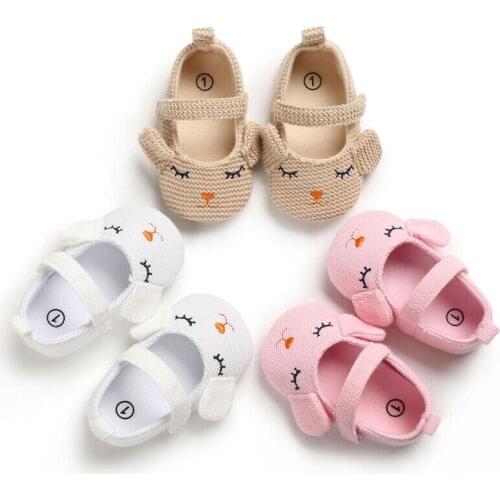 New Lovely Cute Newborn Baby Shoes Girls Casual Shoes Cotton Knitted Soft Sole Shoes Infant Cartoon Prewalkers