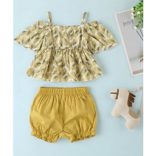 Girls Clothes One-Shoulder Floral Sling Top + Shorts Suit Summer Fashion New Children Clothing 0-3 Years Girls t-Shirt 2021 New