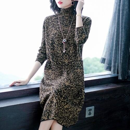 Autumn Winter Vintage Knitting Cotton Midi Dresses 2021 Casual 3XL Plus Size Long Sweater Dresses Women Elegant Bodycon Vestidos