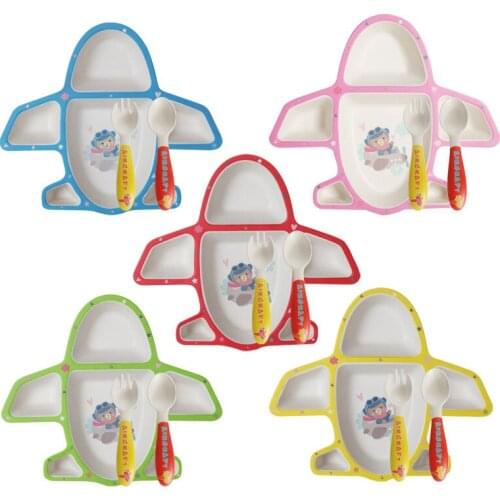 Colorful Airplane Baby Spill-Proof Bowl Feeding Food Snack Dishes Container Separated Design Lid Training Tableware Plate Tray
