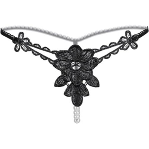 Low Waist Sexy Panties For Women Open Crotch T Pants Underpants Transparent Thong Massage Pearl Vaginal Lace Porno