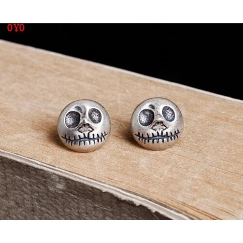 International standard genuine 925 sterling silver pumpkin prince jack skull big earrings Halloween accessories