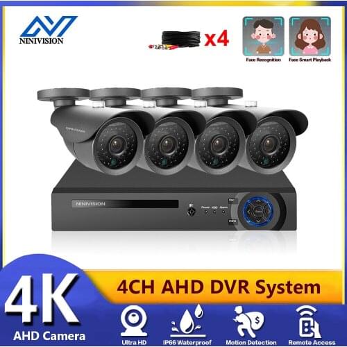 4K AHD H.265 Video Surveillance System 8MP HD DVR 4PCS HDMI CCTV Camera Night Vision IP66 Waterproof Security Camera System Kit