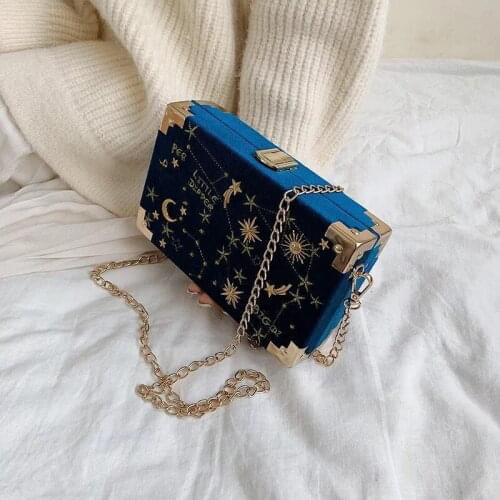 Metal Box Small Bag for Women 2020 New Starry Sky Rivet Bag Crossbody Shoulder Bag Purse Chain Designer Luxury Velvet Square Bag