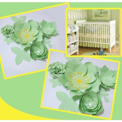 Handmade Light Green Rose DIY Paper Flowers Leaves Set For Party Wedding Backdrops Decorations Nursery Wall Deco Video Tutorials