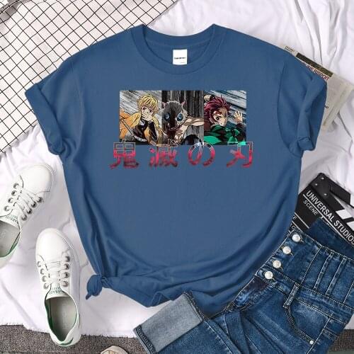 Anime Character Demon Slayer Prints Tshirt Women Harajuku Loose Clothes Retro Vintage T Shirts Creative Cool Female T-Shirts