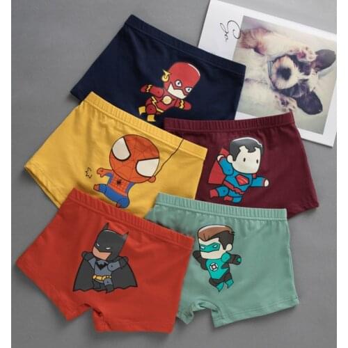 New 1 Piece 3-12years Old Kids Cotton Panties Spiderman Baby Pure Cartoon Printed Child Boys Comics Underwear Underpants 2-14T
