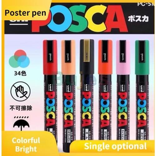 UNI POSCA PC-5M Acrylic Painting Round Head Marker Pen, Highlight Pen,Advertising Pen,Single Pack,Professional Art Poster Pen