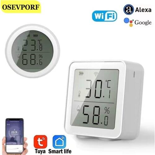 WiFi Temperature Humidity Sensor Indoor Hygrometer Wi Fi Thermometer LCD Display Support Alexa Google Home For Tuya Smart life