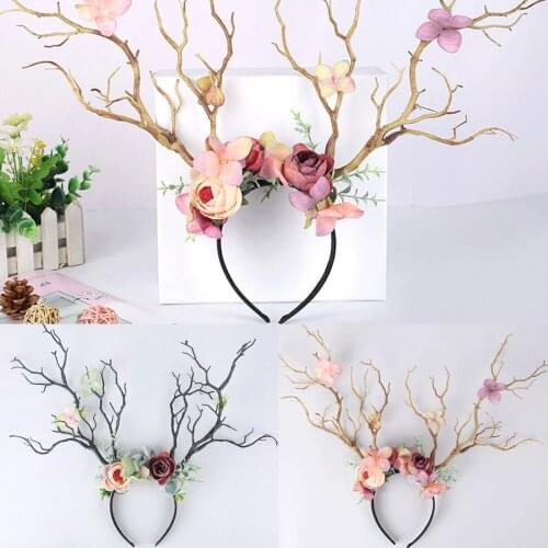 Women Decorative Branches Headband Party Tree Branch Flowers Hair Hoop for Adults Girls Christmas