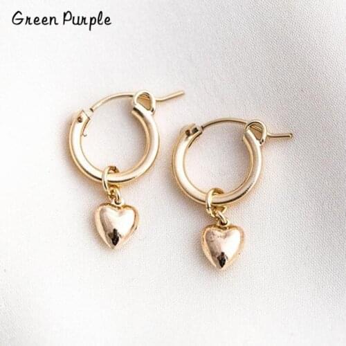 Gold Heart Earrings Gold Circle Earrings Handmade Jewelry Boho Brincos Minimalism Pendientes Oorbellen Earrings for Women